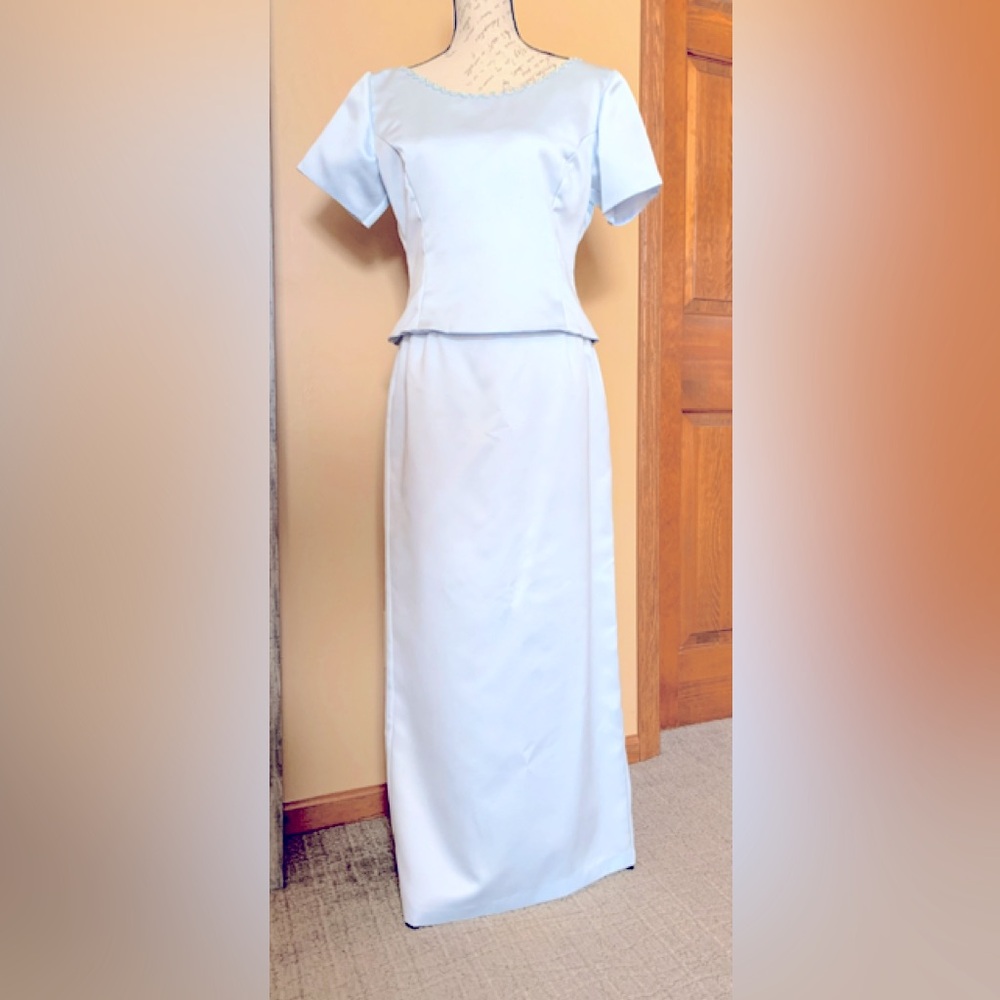 Hand Crafted Light Blue satin Dress that works well for a Cinderella costume.